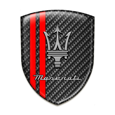 Maserati Silicone Emblem Dark Carbon with Red Stripes Design 