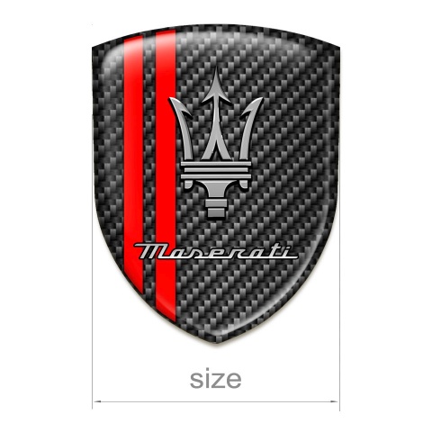 Maserati Silicone Emblem Dark Carbon with Red Stripes Design 