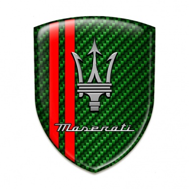 Maserati Resin Sticker Green Carbon with Red Stripes Design 