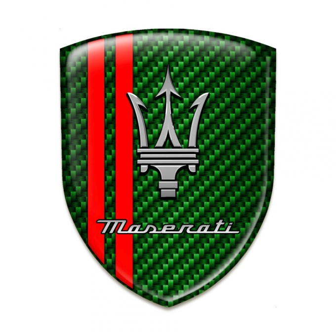 Maserati Resin Sticker Green Carbon with Red Stripes Design 