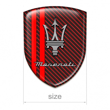 Maserati 3D Gel Emblem Red carbon with Red Stripes Design 