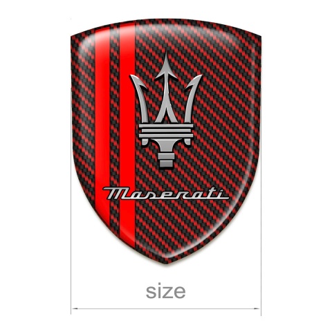 Maserati 3D Gel Emblem Red carbon with Red Stripes Design 