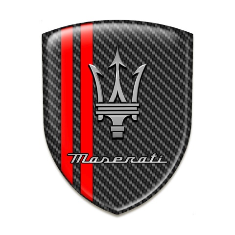 Maserati Emblem Exterior Carbon with Red Stripes Style 