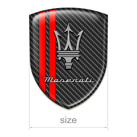 Maserati Emblem Exterior Carbon with Red Stripes Style 