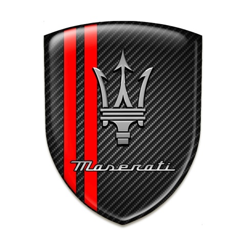 Maserati Emblem Interior Black Carbon with Red Lines Design 