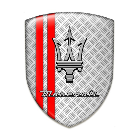 Maserati Tuning Emblem Mesh Effekt with Red Stripes Style 