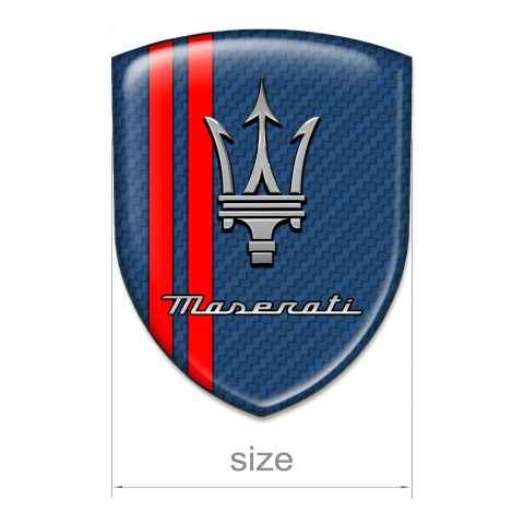 Maserati Car Accessories Badge Navy Blue carbon with Red Stripes Design 