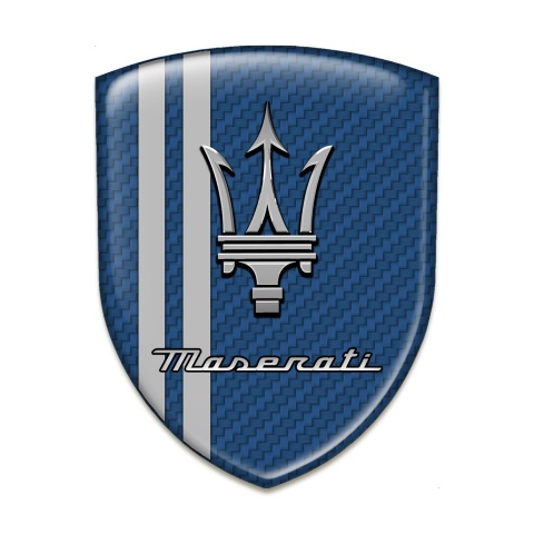 Maserati Car Interior Badge navy Blue Carbon Base Grey Stripes Decoration
