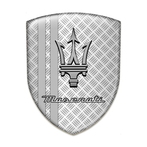 Maserati Silicone Car Decal Badge Metal Effekt Base Grey Logo 