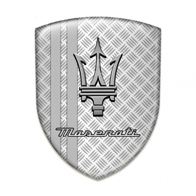 Maserati Silicone Car Decal Badge Metal Effekt Base Grey Logo 