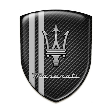 Maserati Silicone Badge Dark Carbon with Grey Stripes Design 