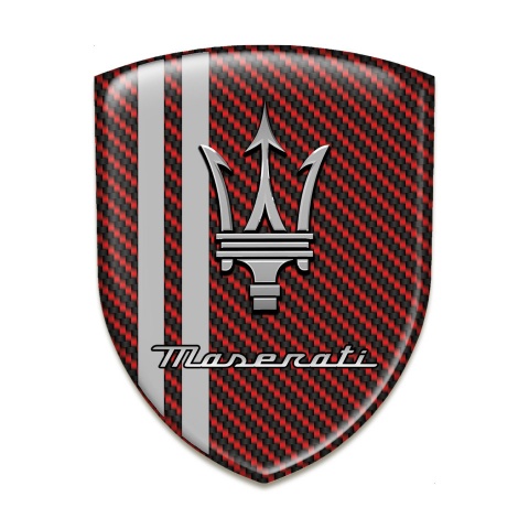 Maserati Auto Emblem Racing Edition Red carbon with Grey Lines Design 