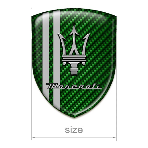 Maserati Emblem Badge Logo Green Carbon With Grey Stripes Style 