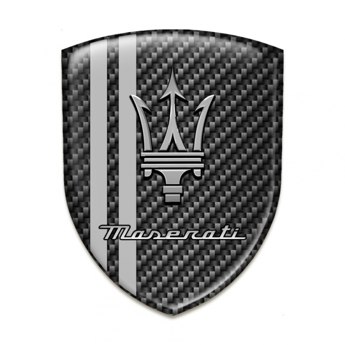 Maserati Tuning Emblem Black Carbon Grey Lines and Grey Logo style 