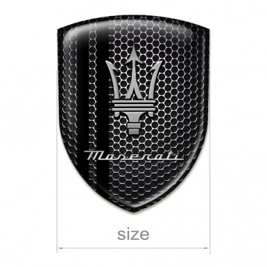 Maserati Silicone Emblem Black Honeycomb base with black lines style 