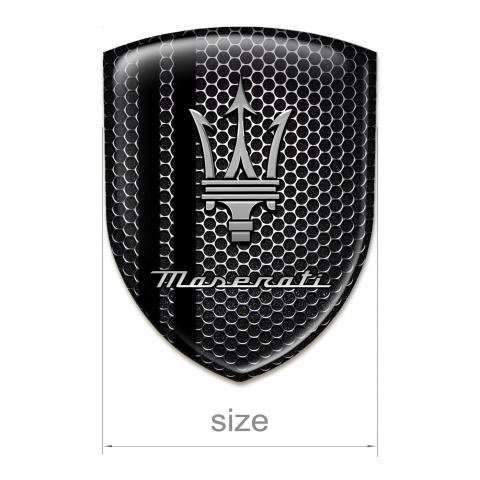 Maserati Silicone Emblem Black Honeycomb base with black lines style 