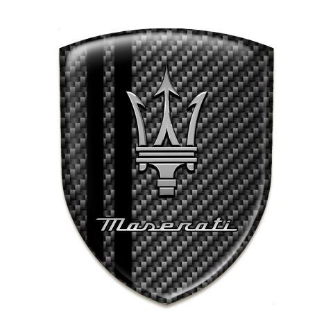 Maserati Resin Sticker Dark Carbon with Black Stripes Style 