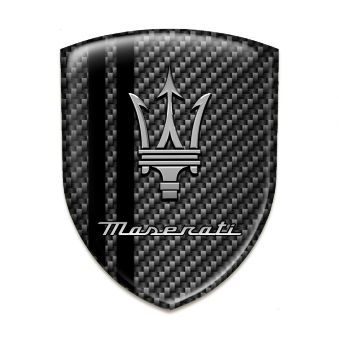 Maserati Resin Sticker Dark Carbon with Black Stripes Style 