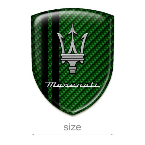 Maserati 3D Gel Emblem Green Carbon Black stripes Design 