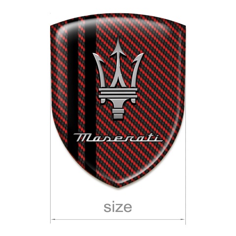 Maserati Emblem Exterior Red Carbon Base with Black Lines Style 