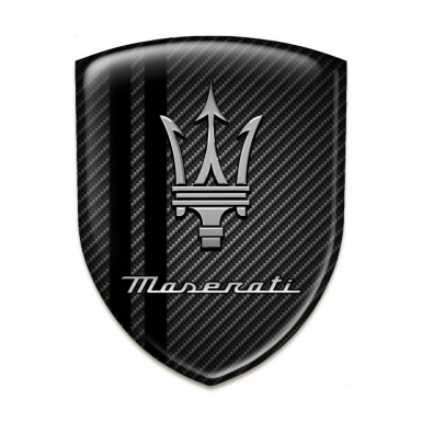 Maserati Tuning Emblem Dark carbon Base wit Black Lines Decoration 