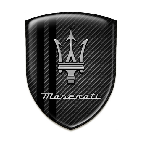 Maserati Tuning Emblem Dark carbon Base wit Black Lines Decoration 