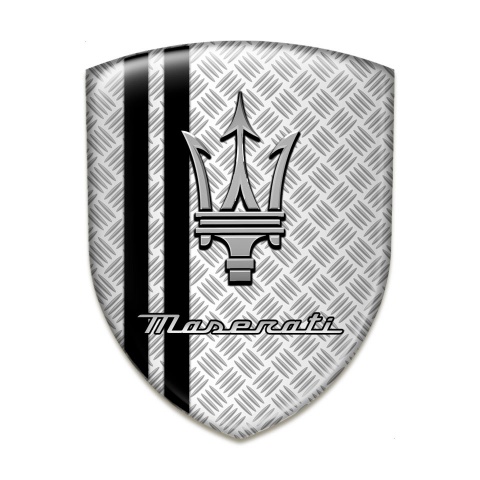 Maserati Car Accessories Badge Metal base Effect with Black Lines 