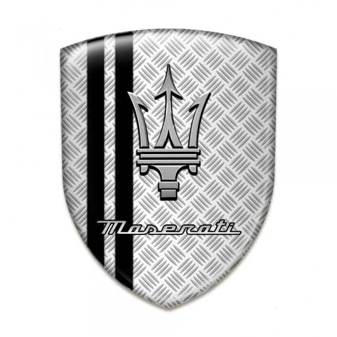 Maserati Car Accessories Badge Metal base Effect with Black Lines 