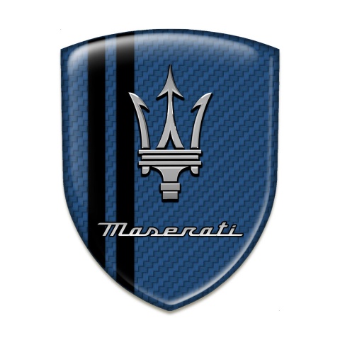 Maserati Car Interior Badge Navy Blue Carbon Base with Black Stripes Decoration 