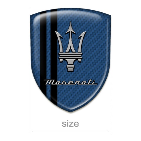 Maserati Car Interior Badge Navy Blue Carbon Base with Black Stripes Decoration 