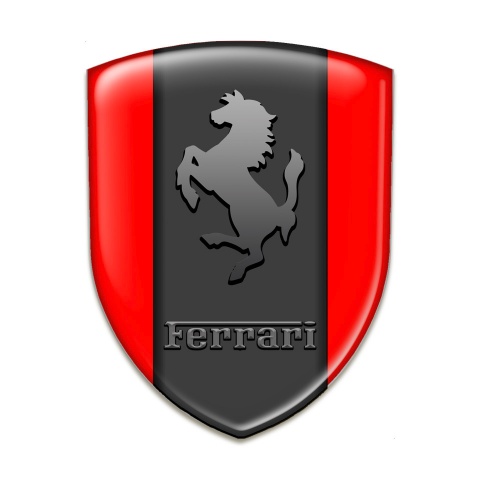 Ferrari Emblem Exterior High Quality Red Base Black Logo Style 
