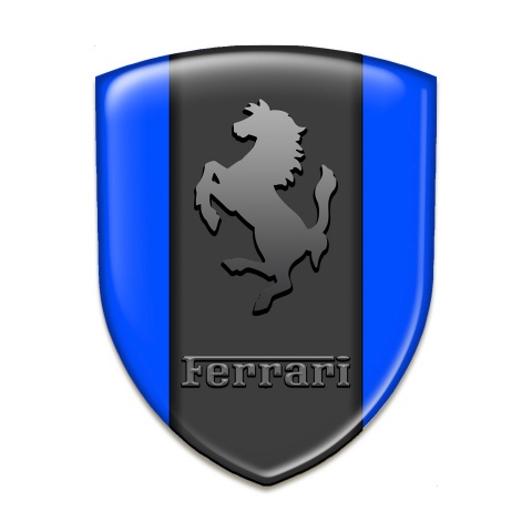 Ferrari Emblem Interior High End Blue Background Black Logo Style 