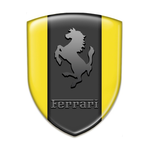 Ferrari Tuning Emblem Racing Edition Yellow Base Graphite Logo Style 