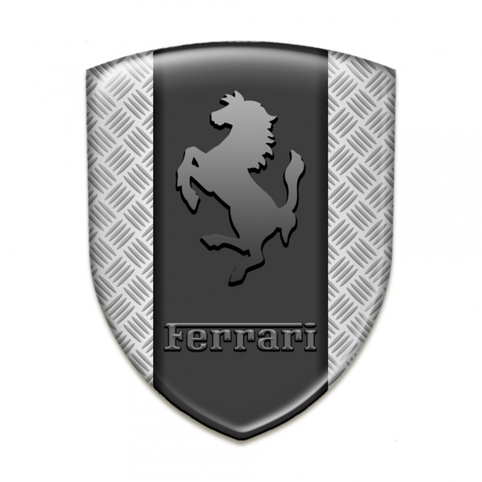 Ferrari Silicone Car Decal Badge Metal Effekt Base Graphite Logo 