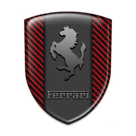 Ferrari Emblem Badge Logo Red Carbon Background Graphite logo Style 