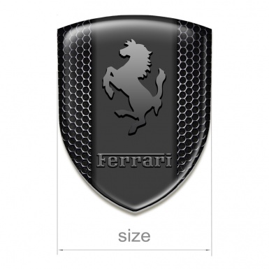 Ferrari Logo Emblem Perforated Steel Design with Graphite Logo 