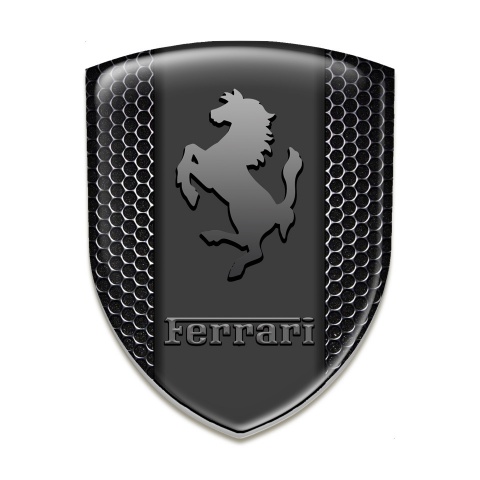 Ferrari Logo Emblem Perforated Steel Design with Graphite Logo 