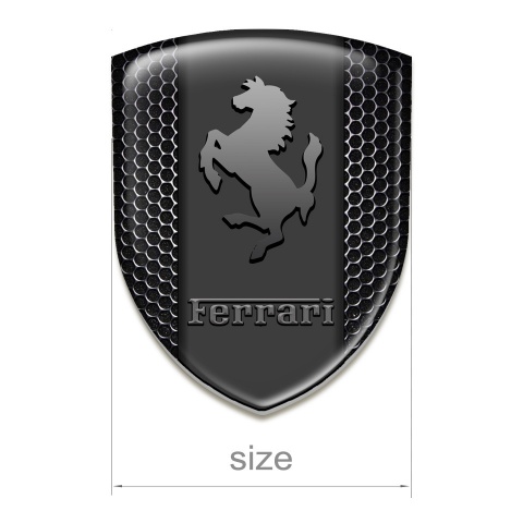 Ferrari Logo Emblem Perforated Steel Design with Graphite Logo 