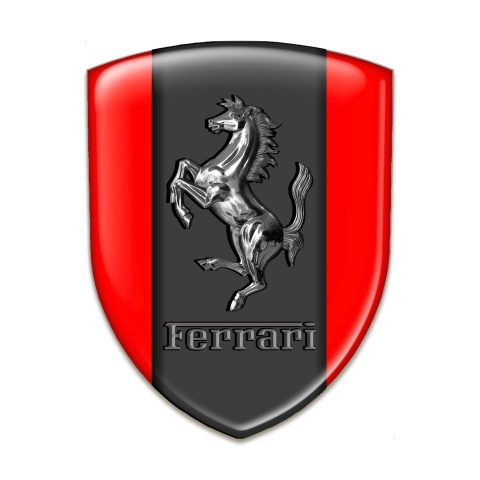 Ferrari Domed Emblem Red Background Matal Effect Horse