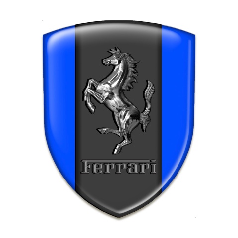 Ferrari Silicone Emblem Blue Background Metal Logo Style 