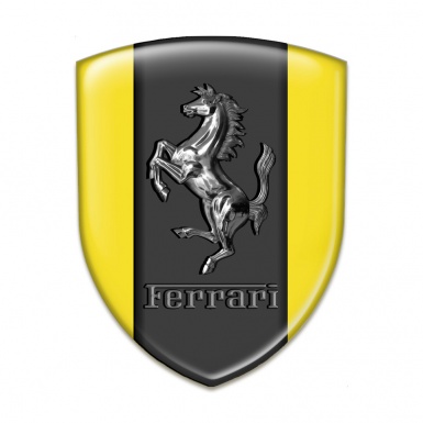 Ferrari Resin Sticker Yellow Background Metal Logo Style 