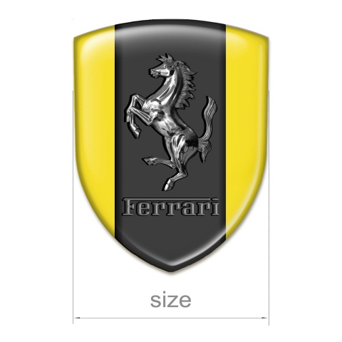 Ferrari Resin Sticker Yellow Background Metal Logo Style 