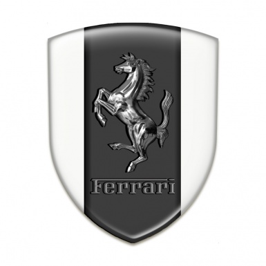 Ferrari 3D Gel Emblem White Base Metal Logo Design 