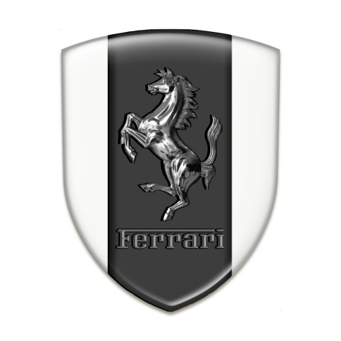 Ferrari 3D Gel Emblem White Base Metal Logo Design 