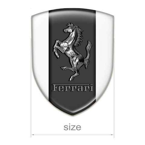 Ferrari 3D Gel Emblem White Base Metal Logo Design 