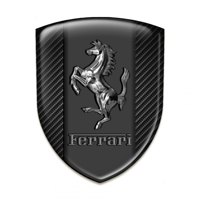 Ferrari  Car Accessories Badge Black Carbon with Chromed Logo 