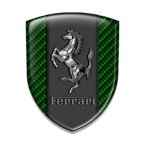 Ferrari Self Adhesive Car logo Emblem Green Carbon And Chromed Logo Style 
