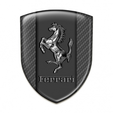 Ferrari Emblem Badge Logo Carbon Background Chromed Logo 