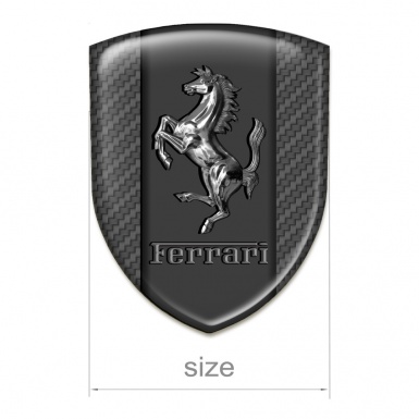 Ferrari Emblem Badge Logo Carbon Background Chromed Logo 