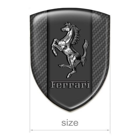 Ferrari Emblem Badge Logo Carbon Background Chromed Logo 